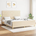 Bettgestell ohne Matratze Creme 160x200 cm Stoff