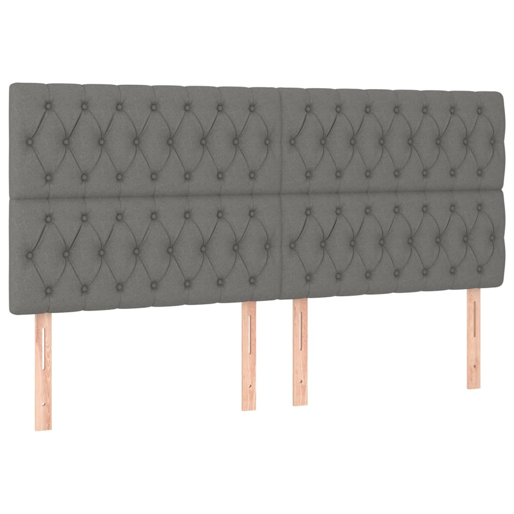 Bettgestell mit Kopfteil Dunkelgrau 200x200 cm Stoff