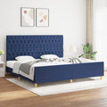 Bettgestell mit Kopfteil Blau 200x200 cm Stoff
