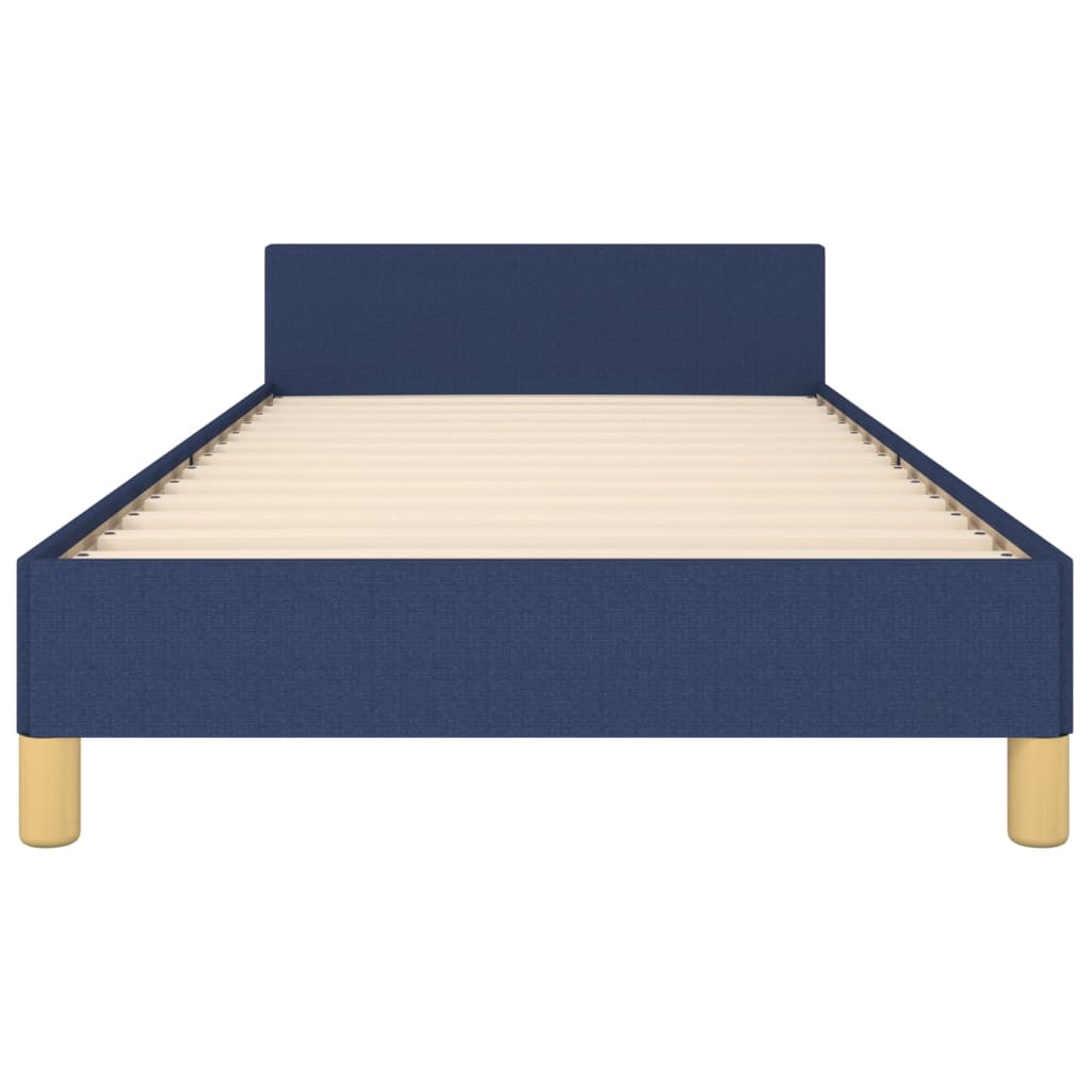 Bettgestell mit Kopfteil Blau 90x190 cm Stoff