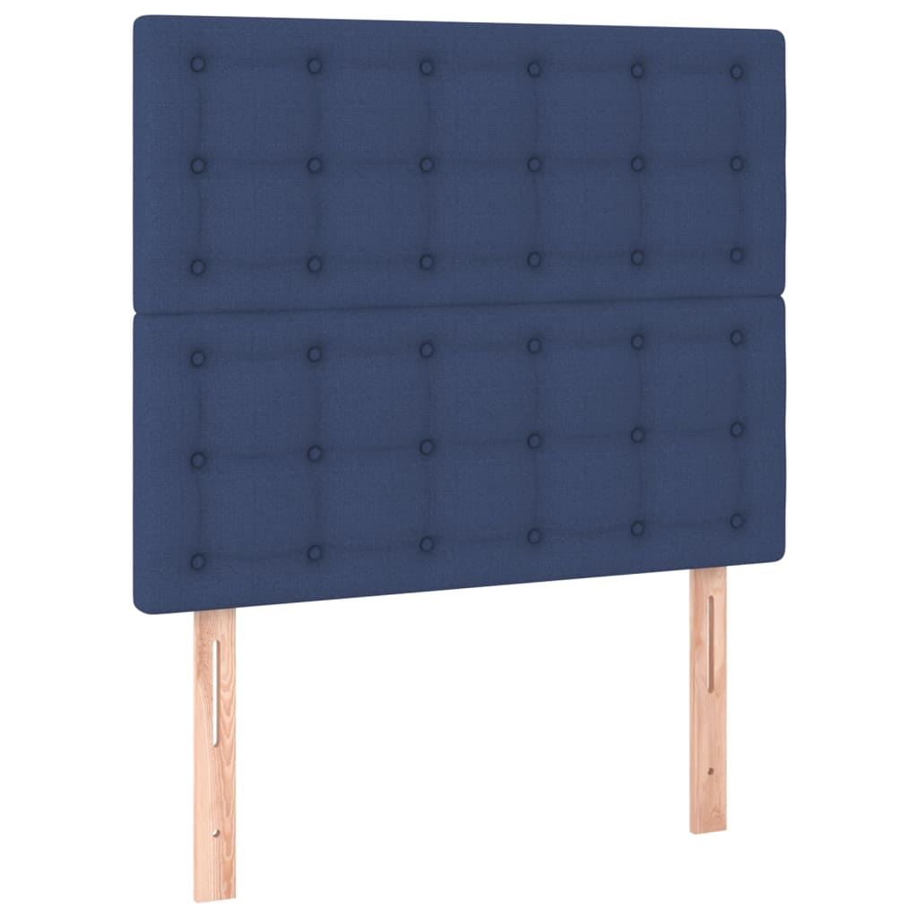 Bettgestell mit Kopfteil Blau 90x190 cm Stoff