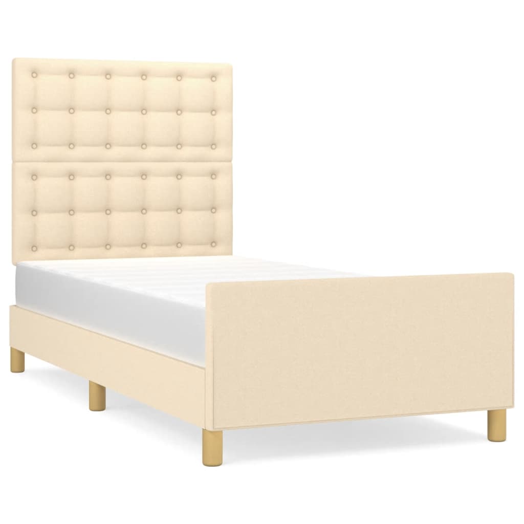 Bettgestell ohne Matratze Creme 100x200 cm Stoff