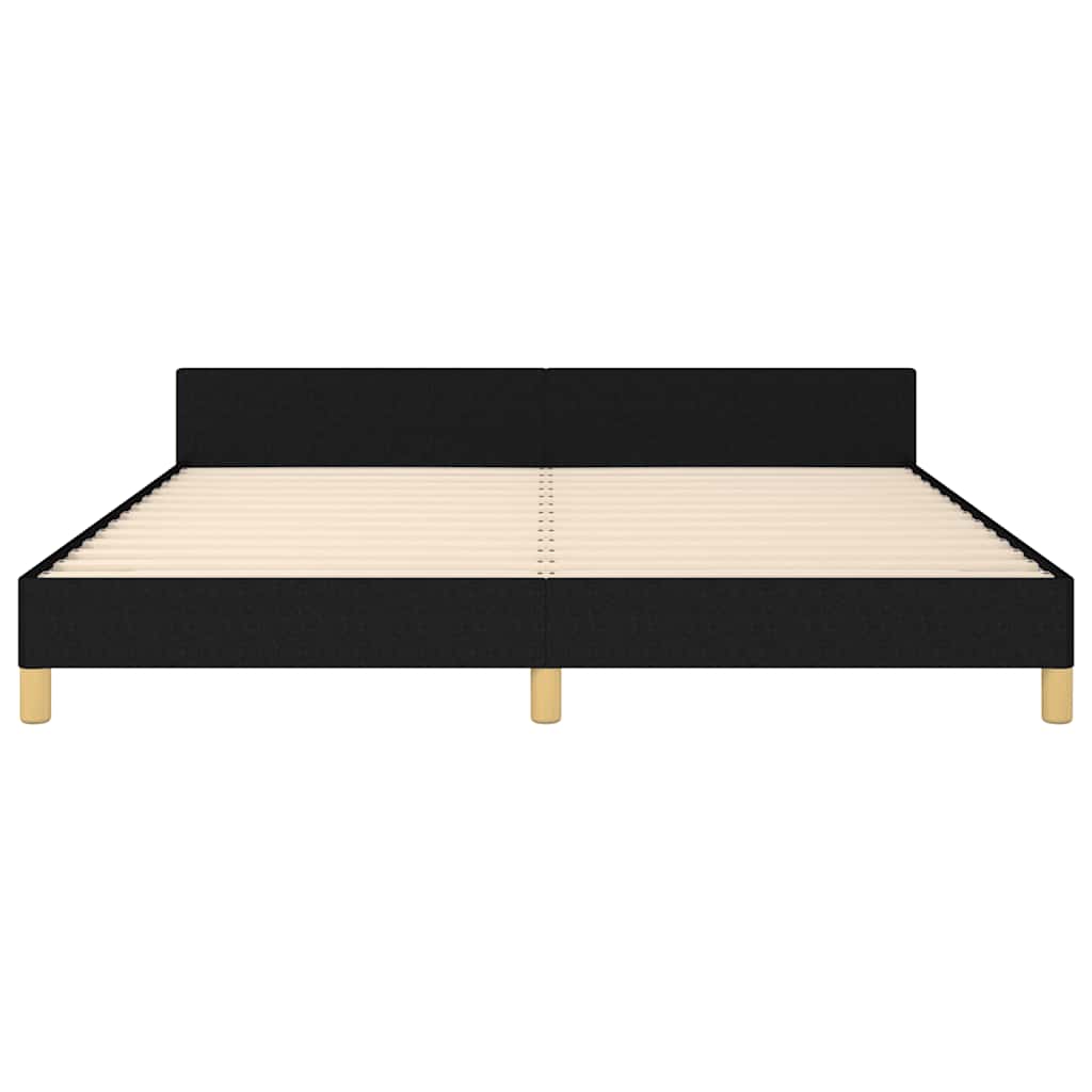 Bettgestell mit Kopfteil Schwarz 180x200 cm Stoff