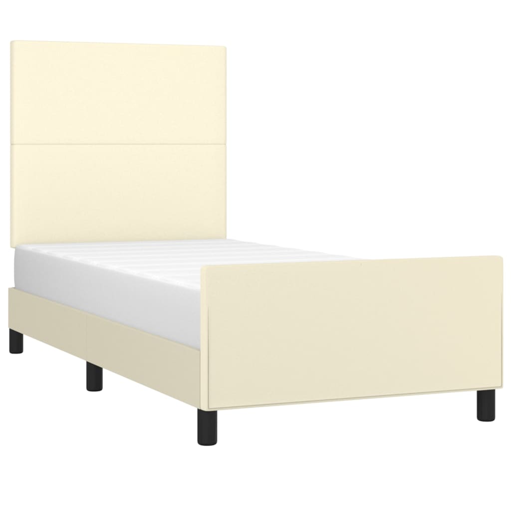 Bettgestell mit Kopfteil Creme 90x200 cm Kunstleder