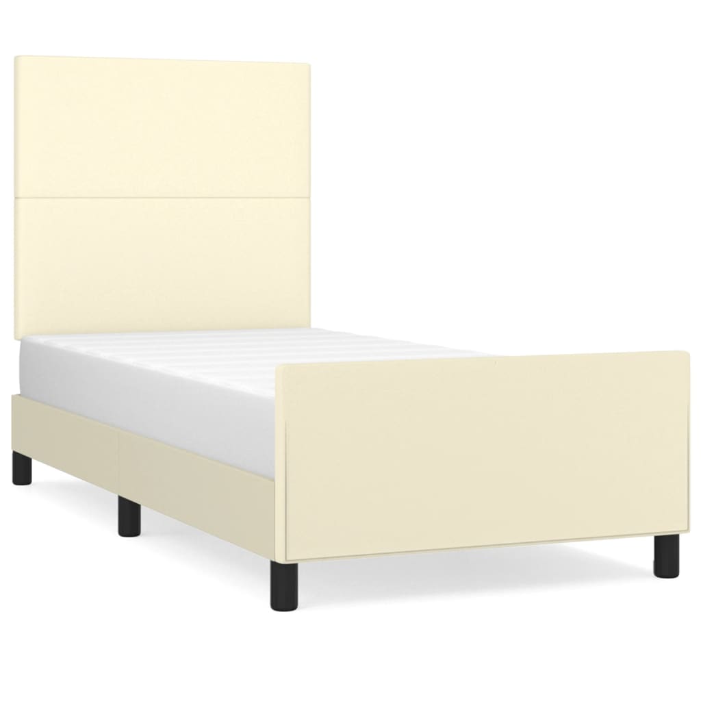 Bettgestell mit Kopfteil Creme 100x200 cm Kunstleder