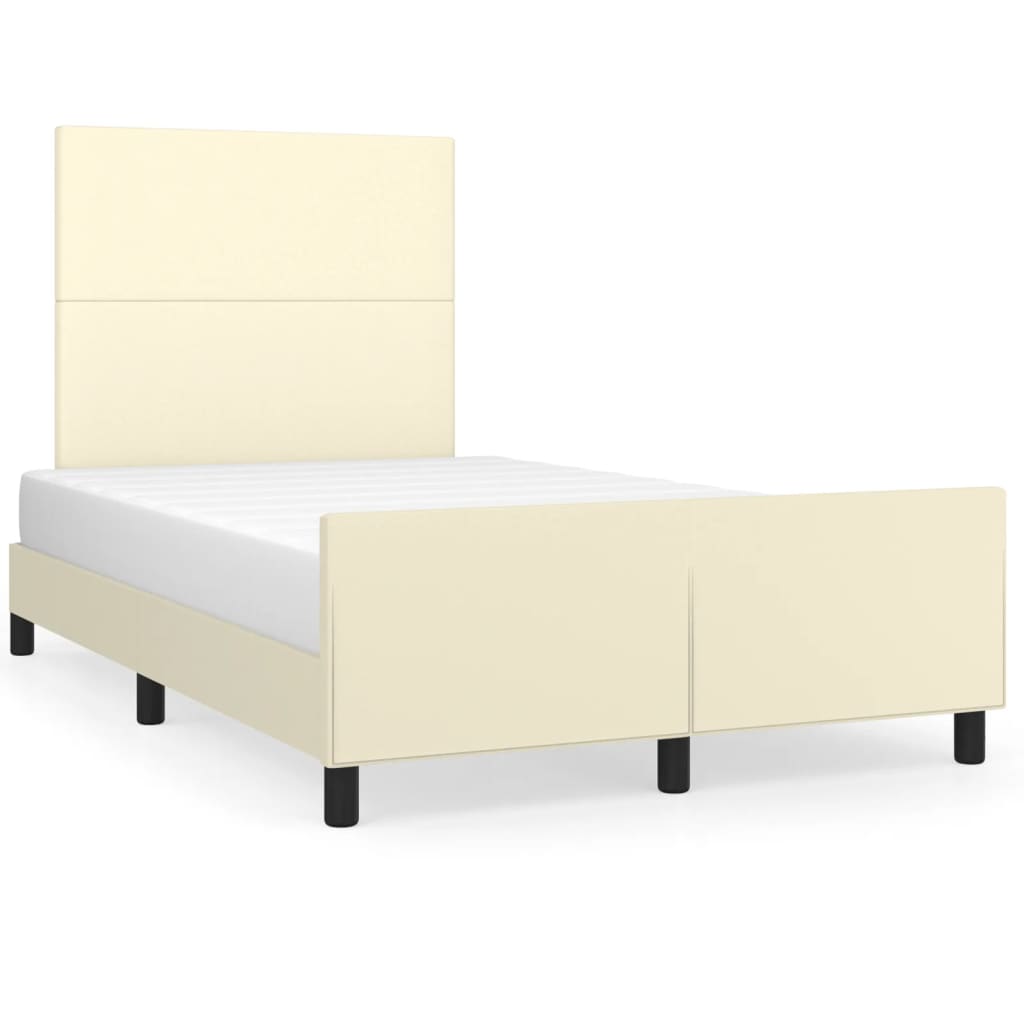 Bettgestell mit Kopfteil Creme 120x200 cm Kunstleder
