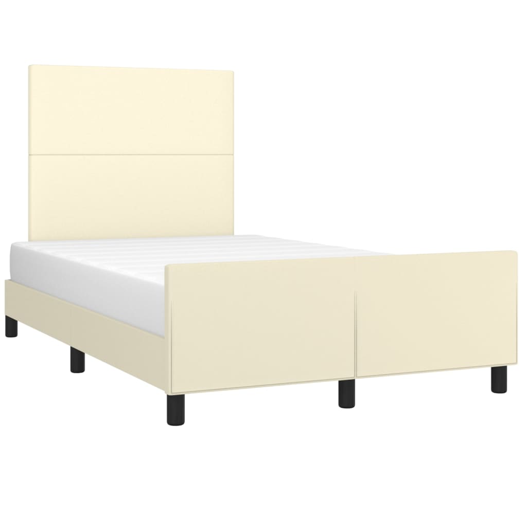 Bettgestell mit Kopfteil Creme 120x200 cm Kunstleder