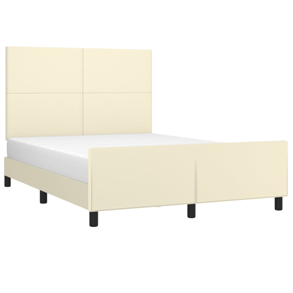 Bettgestell mit Kopfteil Creme 140x190 cm Kunstleder