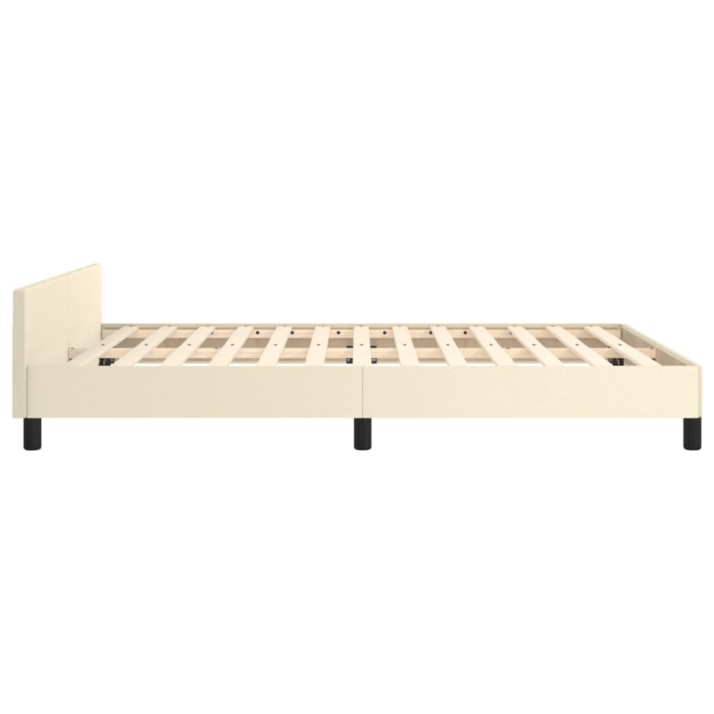Bettgestell mit Kopfteil Creme 140x190 cm Kunstleder
