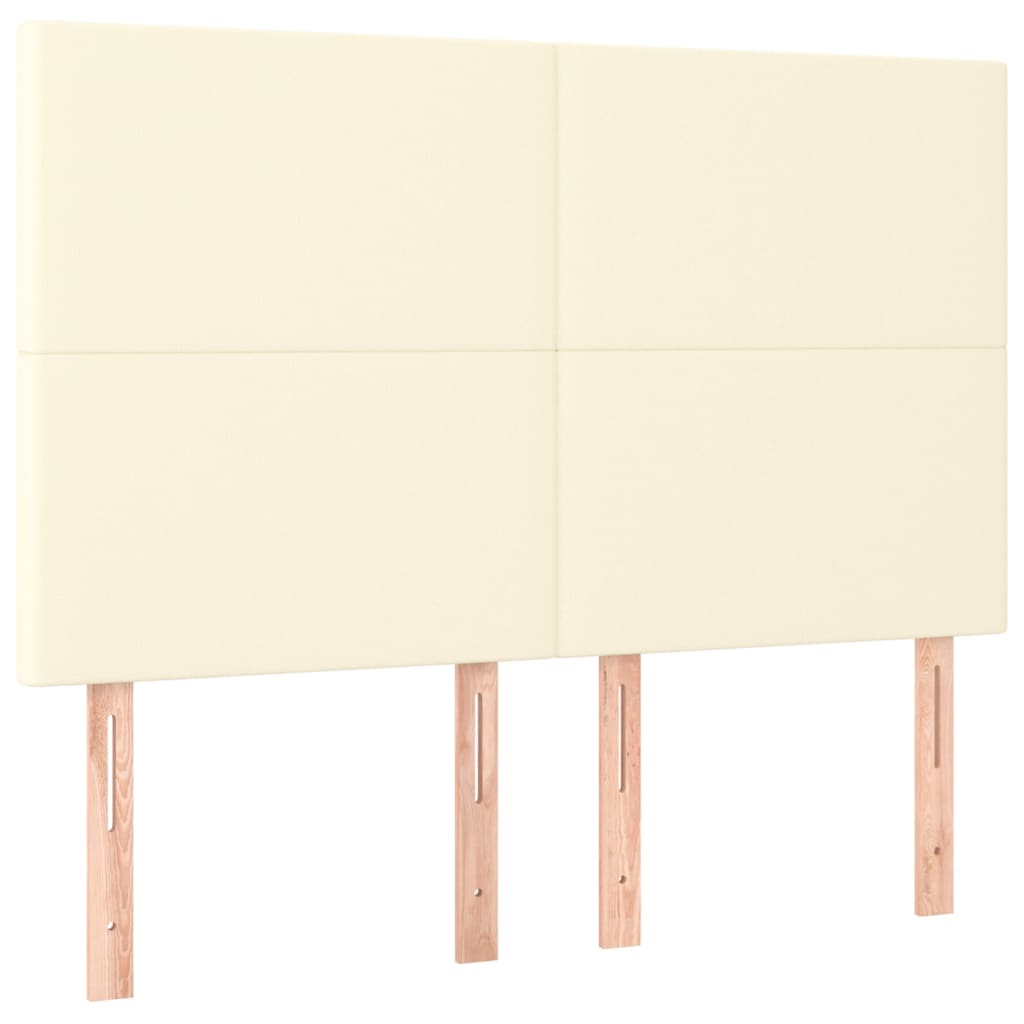 Bettgestell mit Kopfteil Creme 140x190 cm Kunstleder