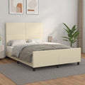 Bettgestell mit Kopfteil Creme 140x190 cm Kunstleder