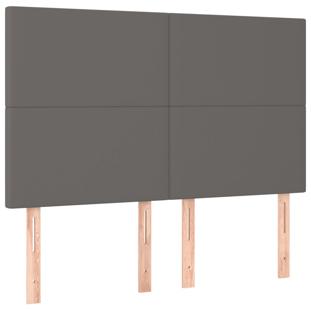 Bettgestell mit Kopfteil Grau 140x190 cm Kunstleder