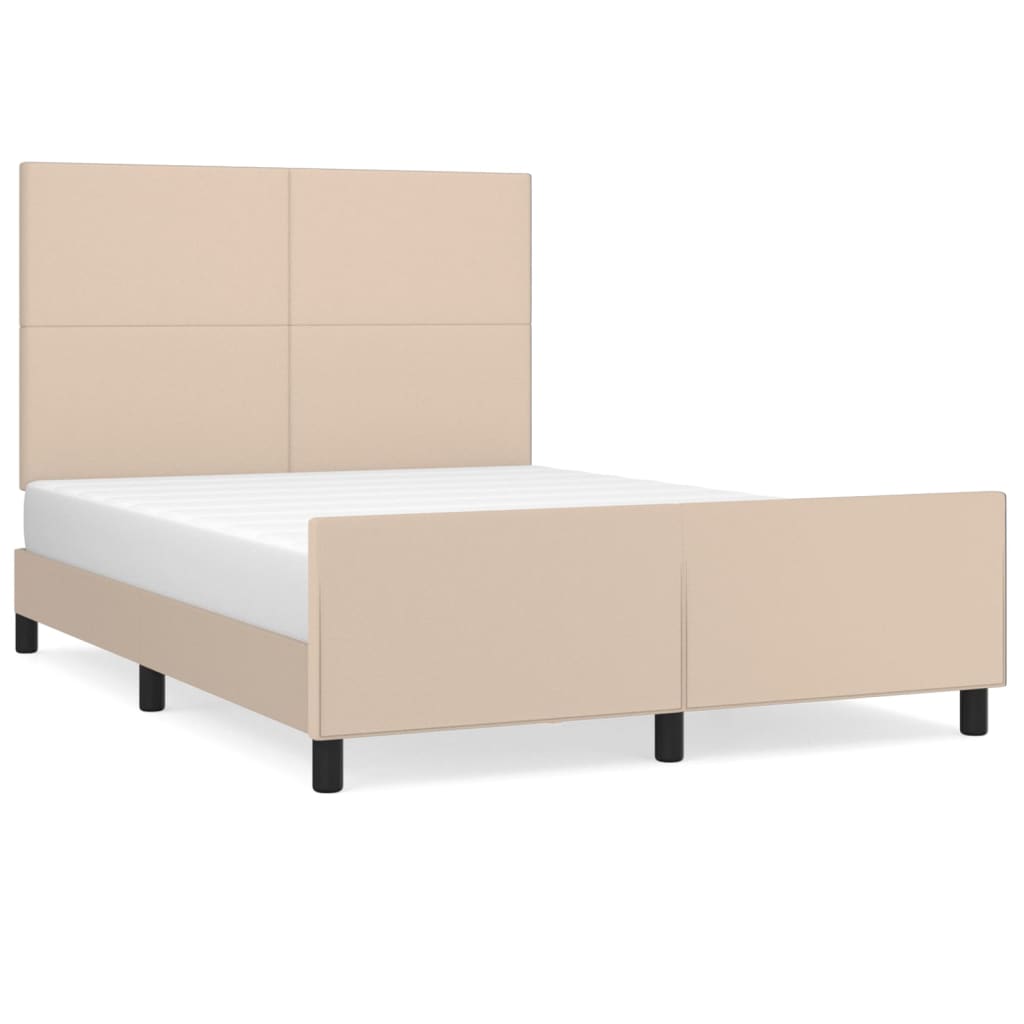 Bettgestell mit Kopfteil Cappuccino-Braun 140x190 cm Kunstleder