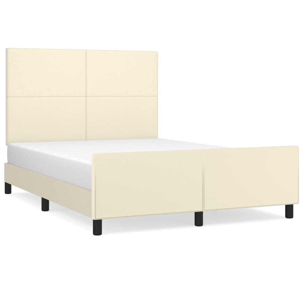 Bettgestell mit Kopfteil Creme 140x200 cm Kunstleder