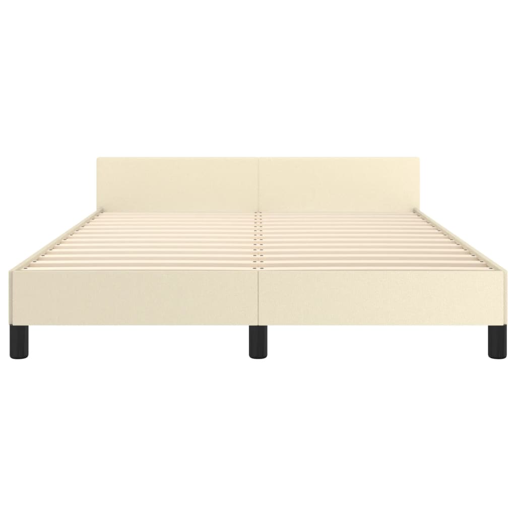 Bettgestell mit Kopfteil Creme 140x200 cm Kunstleder