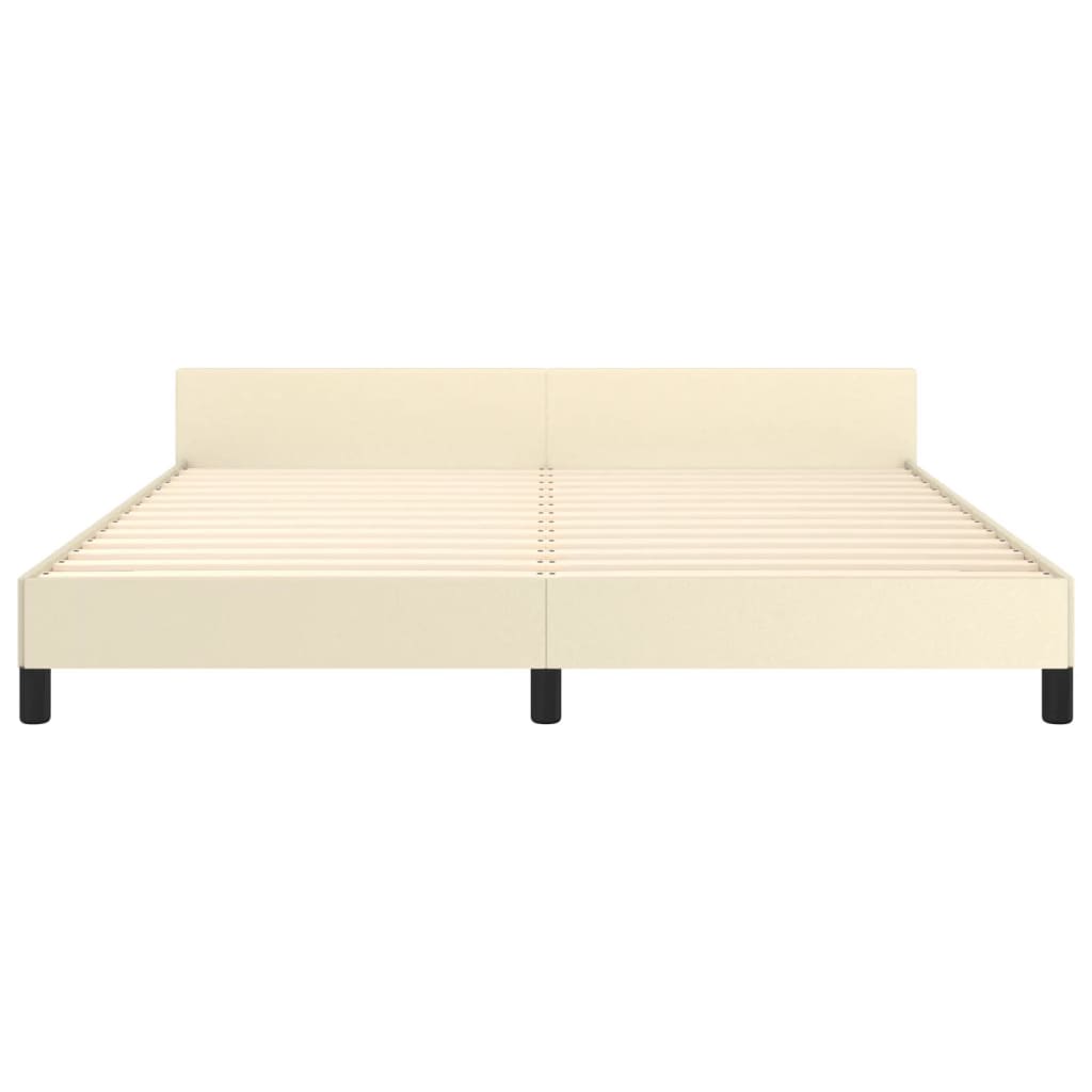 Bettgestell mit Kopfteil Creme 180x200 cm Kunstleder
