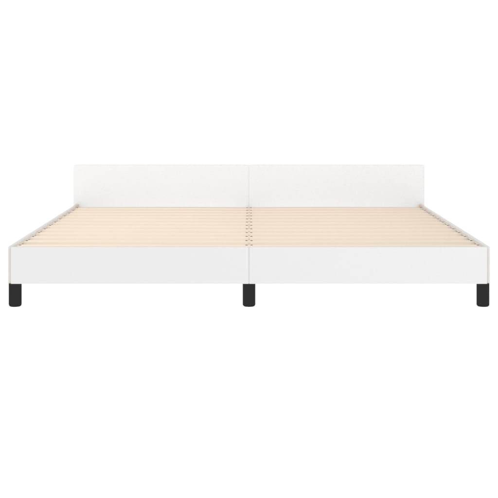 Bettgestell mit Kopfteil Weiß 200x200 cm Kunstleder