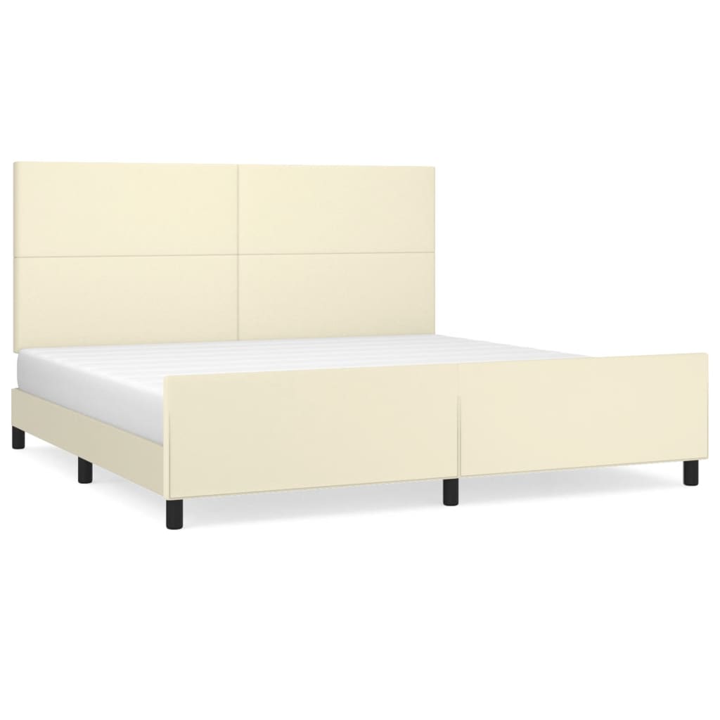 Bettgestell mit Kopfteil Creme 200x200 cm Kunstleder