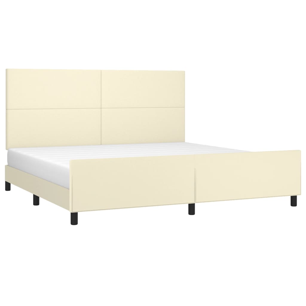 Bettgestell mit Kopfteil Creme 200x200 cm Kunstleder