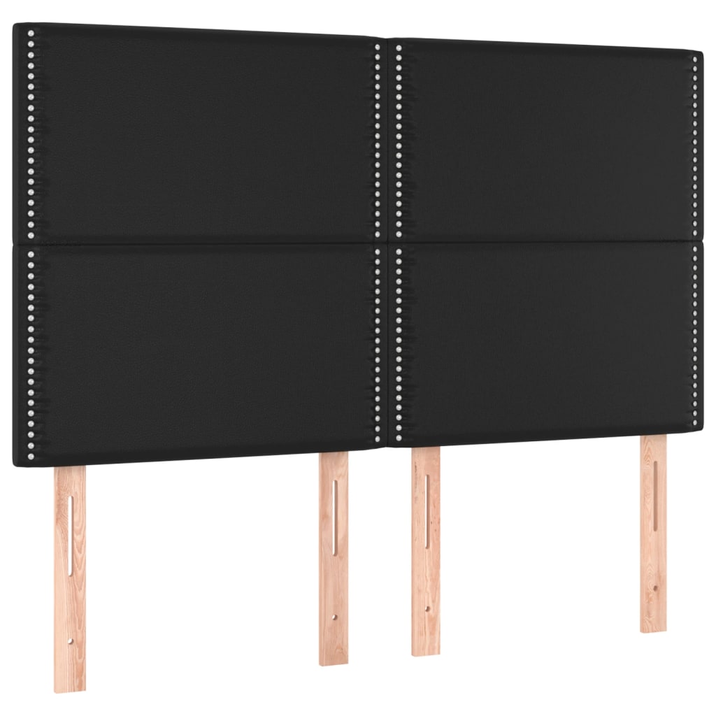 Bettgestell mit Kopfteil Schwarz 140x190 cm Kunstleder