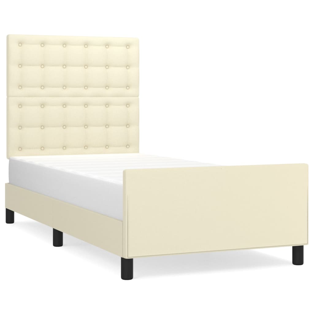 Bettgestell mit Kopfteil Creme 90x190 cm Kunstleder