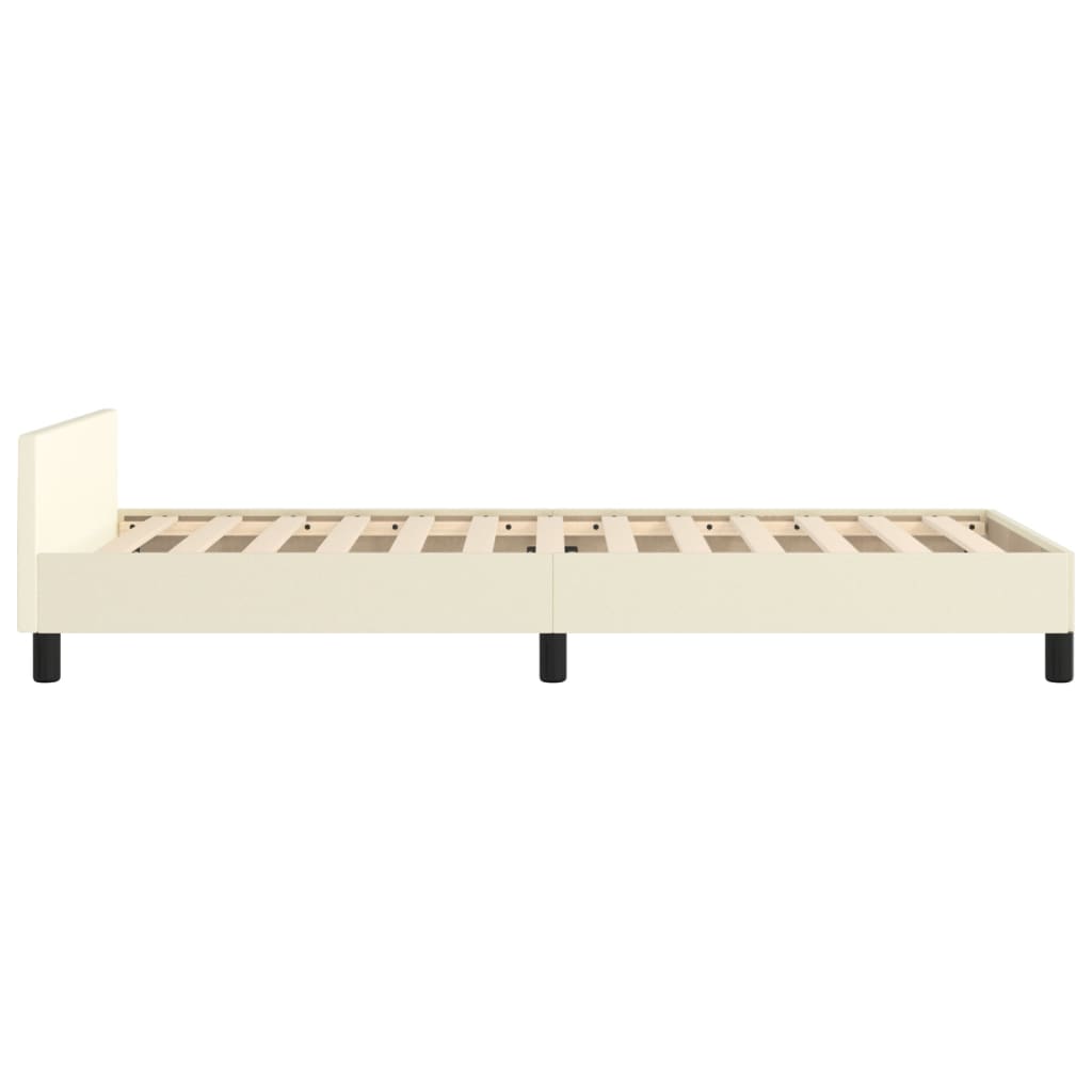 Bettgestell mit Kopfteil Creme 90x190 cm Kunstleder