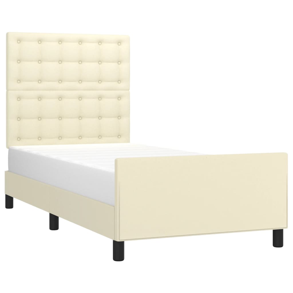 Bettgestell mit Kopfteil Creme 90x200 cm Kunstleder