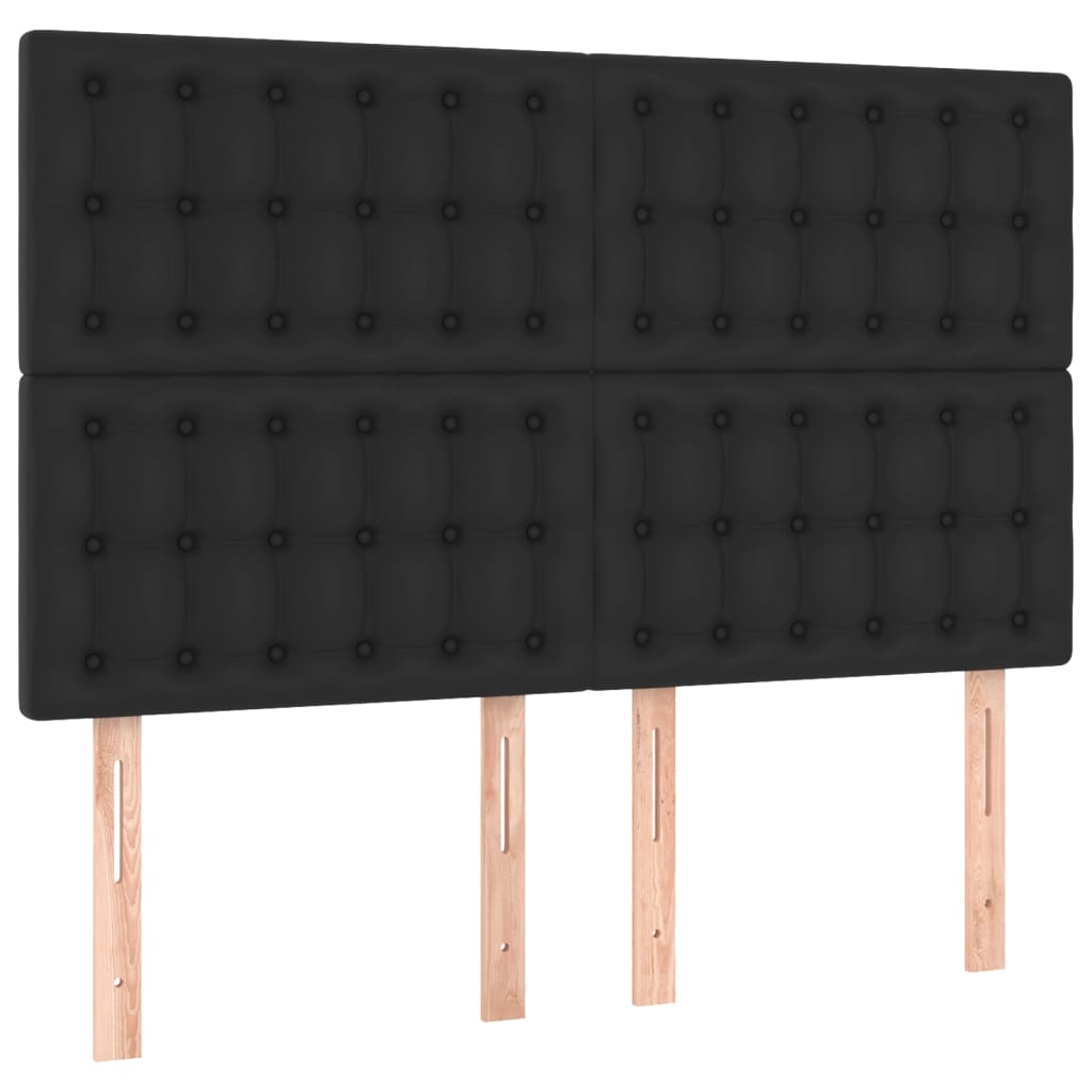 Bettgestell mit Kopfteil Schwarz 140x190 cm Kunstleder