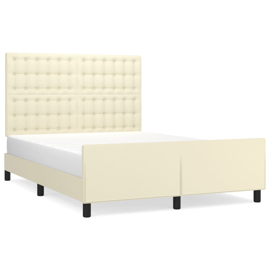 Bettgestell mit Kopfteil Creme 140x190 cm Kunstleder