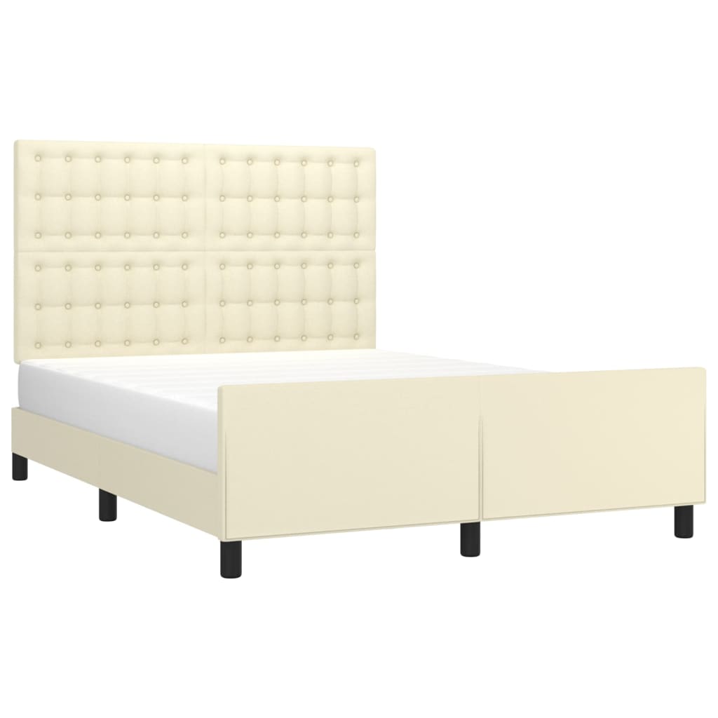 Bettgestell mit Kopfteil Creme 140x190 cm Kunstleder