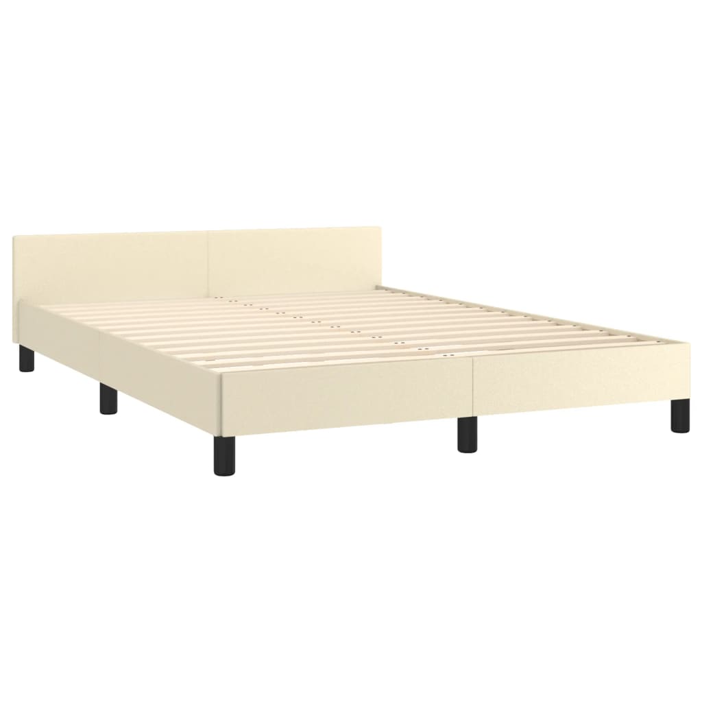 Bettgestell mit Kopfteil Creme 140x190 cm Kunstleder