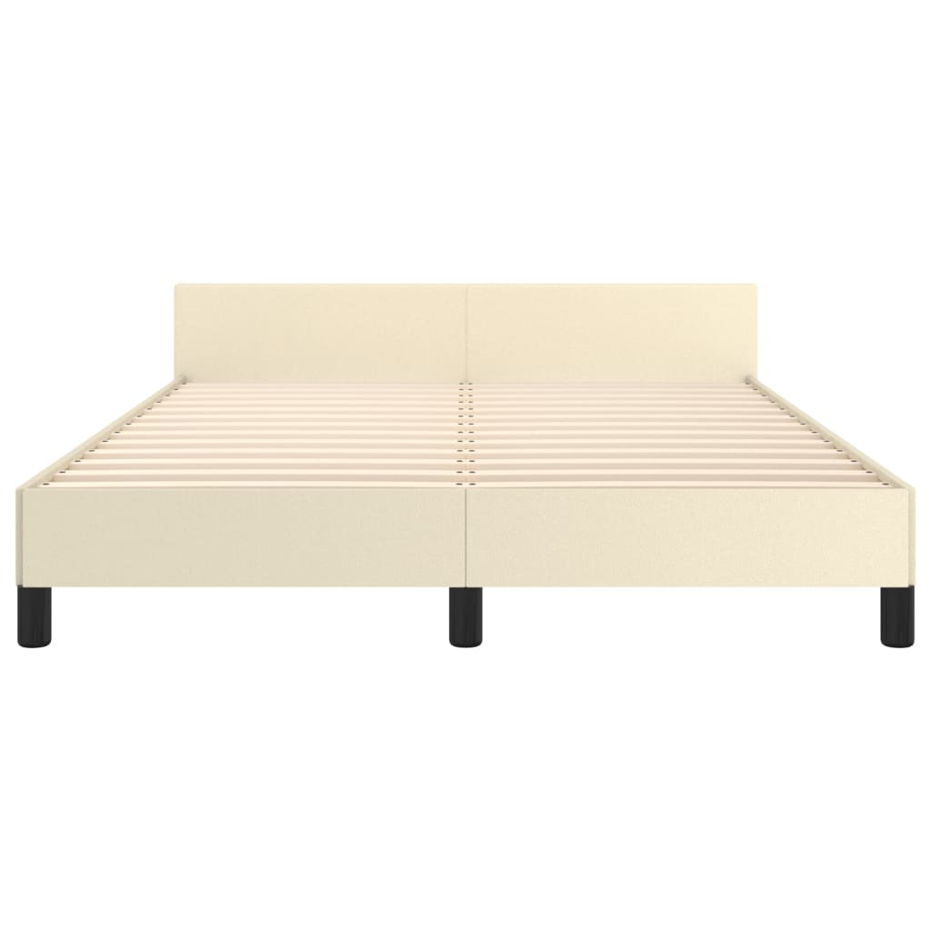 Bettgestell mit Kopfteil Creme 140x190 cm Kunstleder