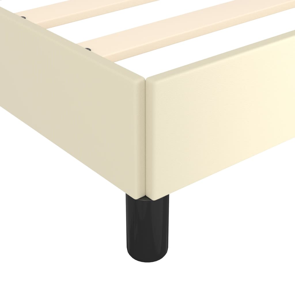 Bettgestell mit Kopfteil Creme 140x190 cm Kunstleder