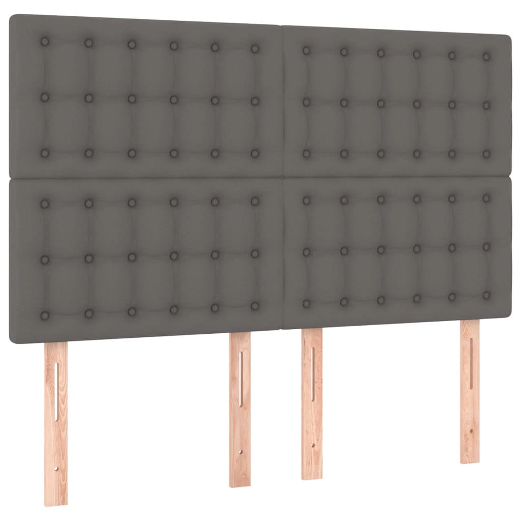 Bettgestell mit Kopfteil Grau 140x190 cm Kunstleder
