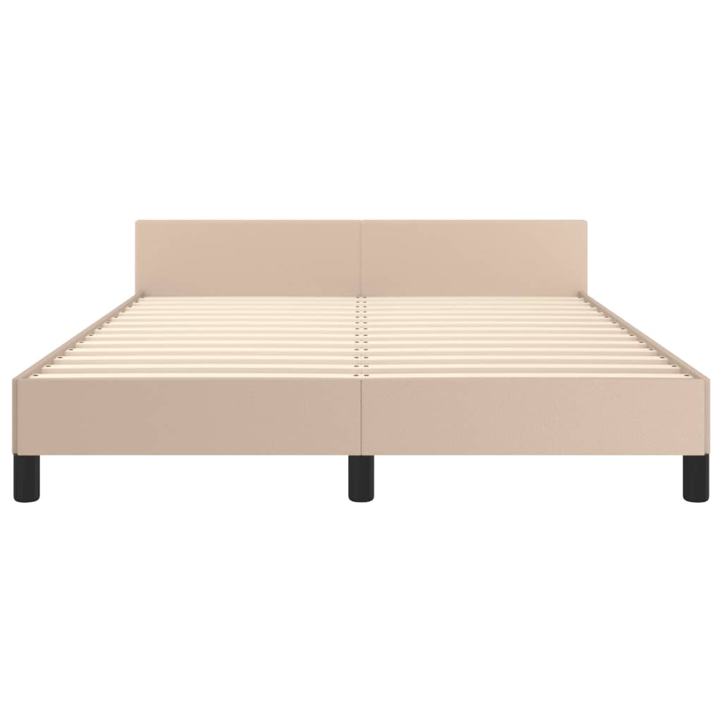 Bettgestell mit Kopfteil Cappuccino-Braun 140x190 cm Kunstleder