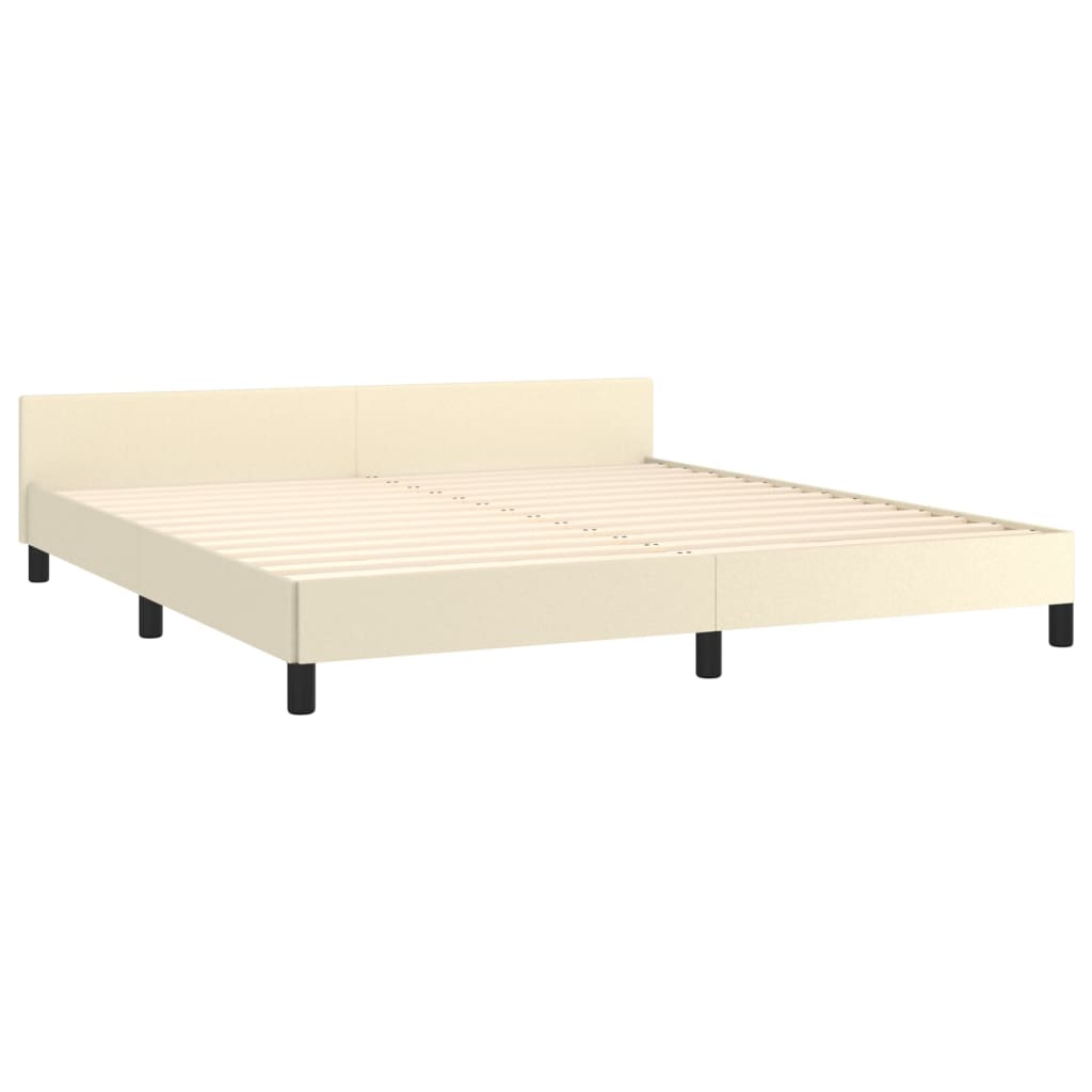 Bettgestell mit Kopfteil Creme 160x200 cm Kunstleder
