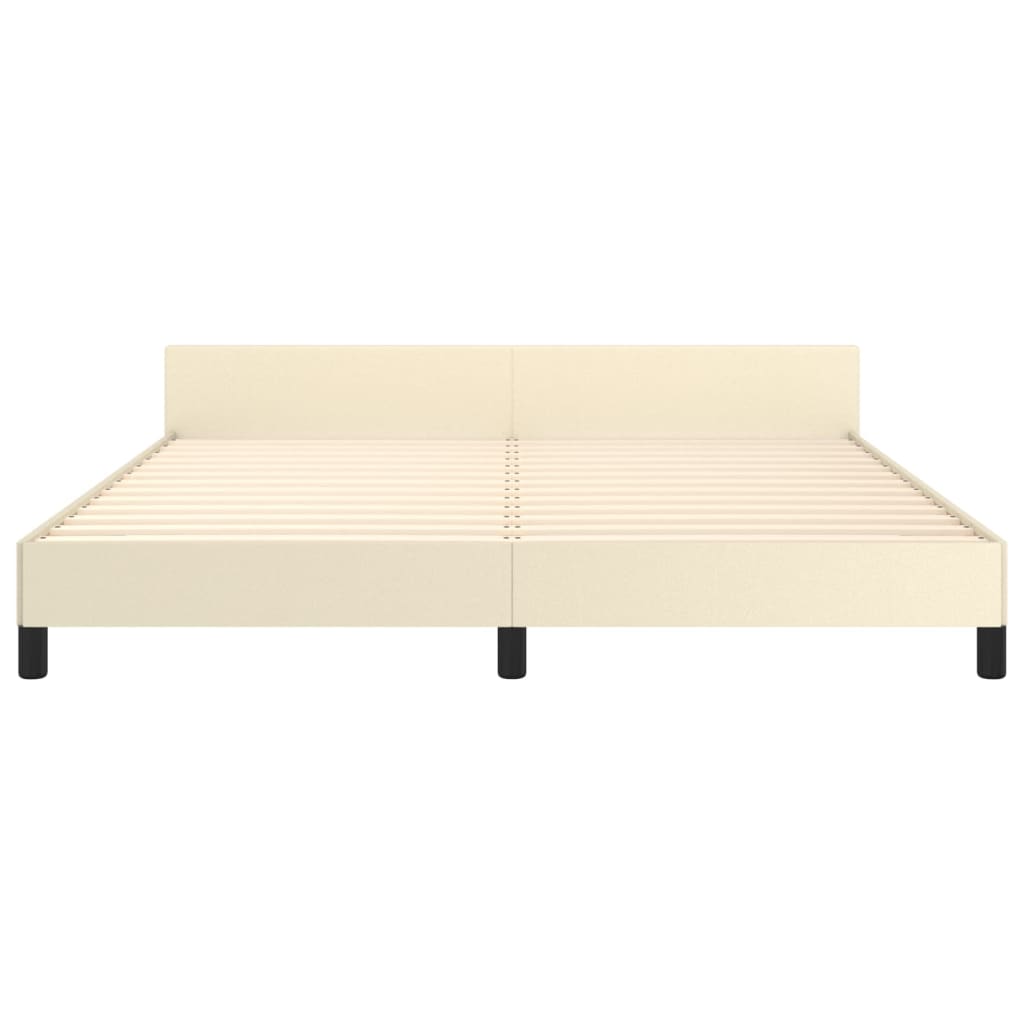 Bettgestell mit Kopfteil Creme 160x200 cm Kunstleder