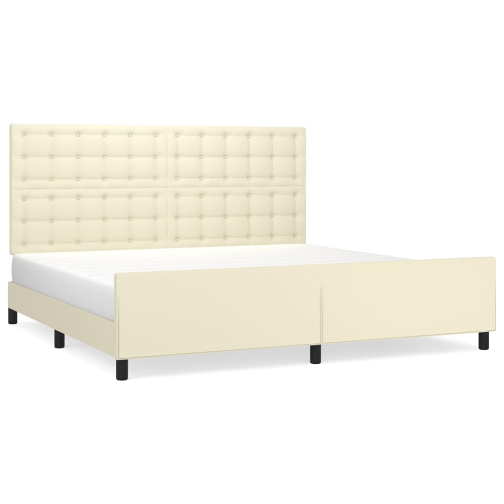 Bettgestell mit Kopfteil Creme 200x200 cm Kunstleder
