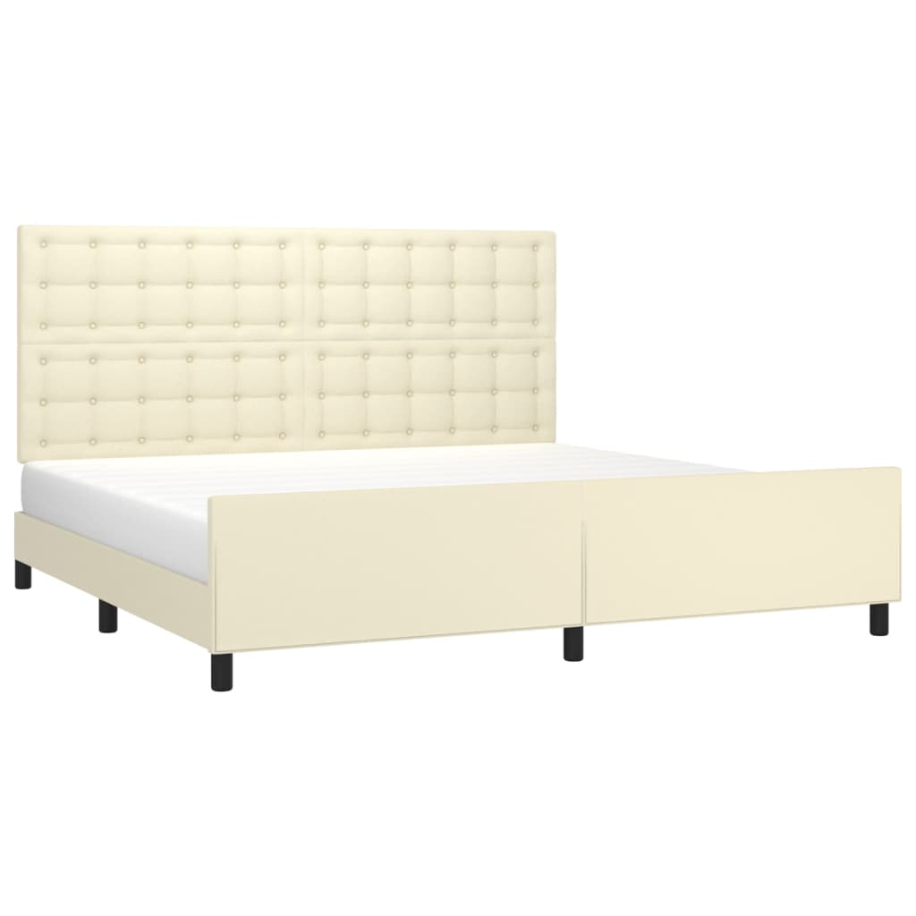 Bettgestell mit Kopfteil Creme 200x200 cm Kunstleder