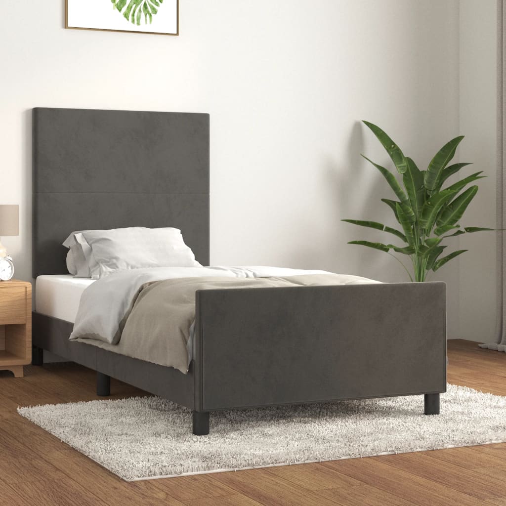 Bettgestell ohne Matratze Dunkelgrau 80x200 cm Samt