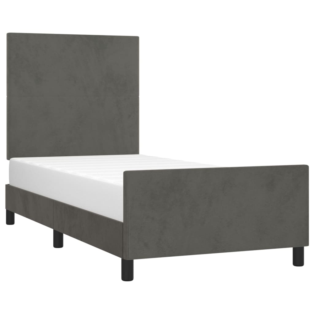 Bettgestell ohne Matratze Dunkelgrau 90x190 cm Samt