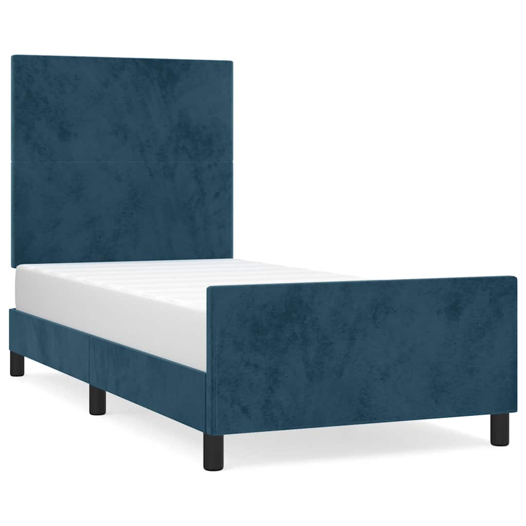 Bettgestell ohne Matratze Dunkelblau 90x190 cm Samt