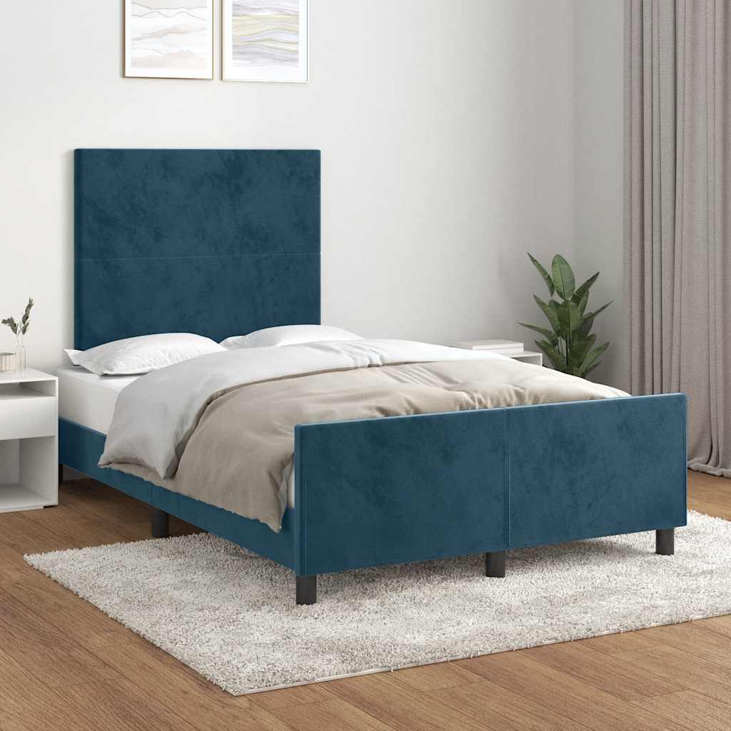 Bettgestell ohne Matratze Dunkelblau 120x200 cm Samt