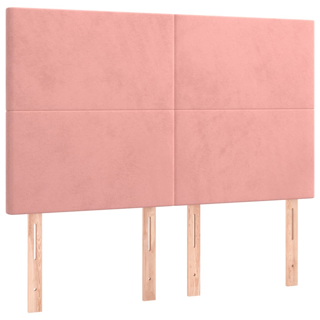 Bettgestell mit Kopfteil Rosa 140x190 cm Samt