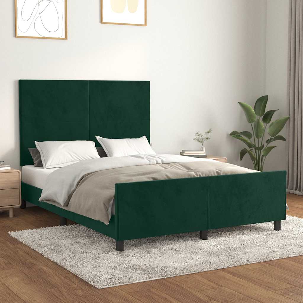 Bettgestell ohne Matratze Dunkelgrün 140x200 cm Samt
