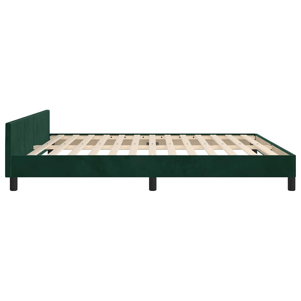 Bettgestell ohne Matratze Dunkelgrün 160x200 cm Samt