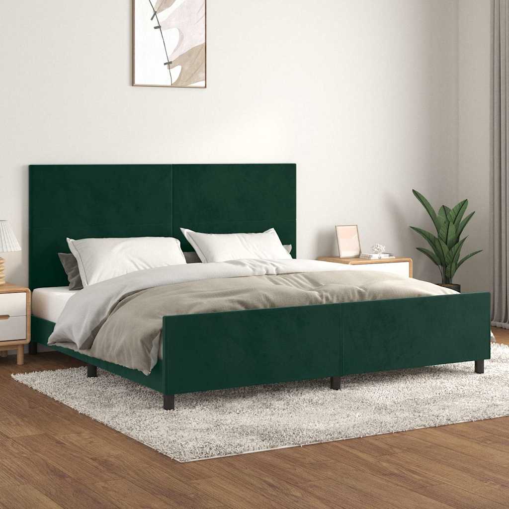 Bettgestell ohne Matratze Dunkelgrün 200x200 cm Samt