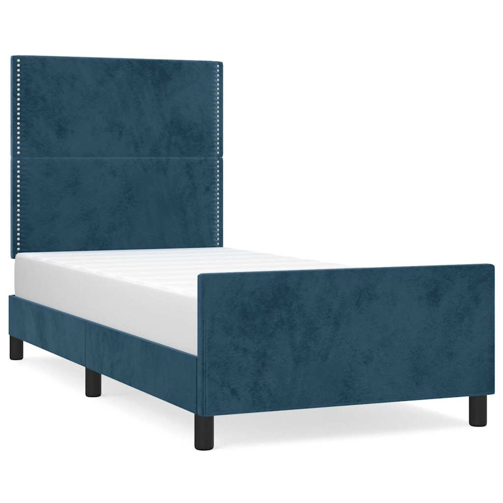 Bettgestell ohne Matratze Dunkelblau 90x190 cm Samt