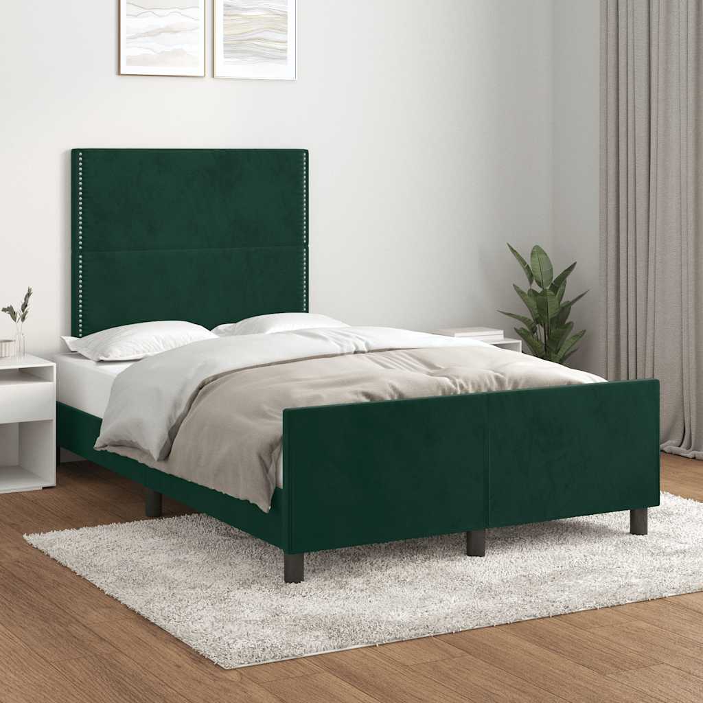 Bettgestell ohne Matratze Dunkelgrün 120x200 cm Samt