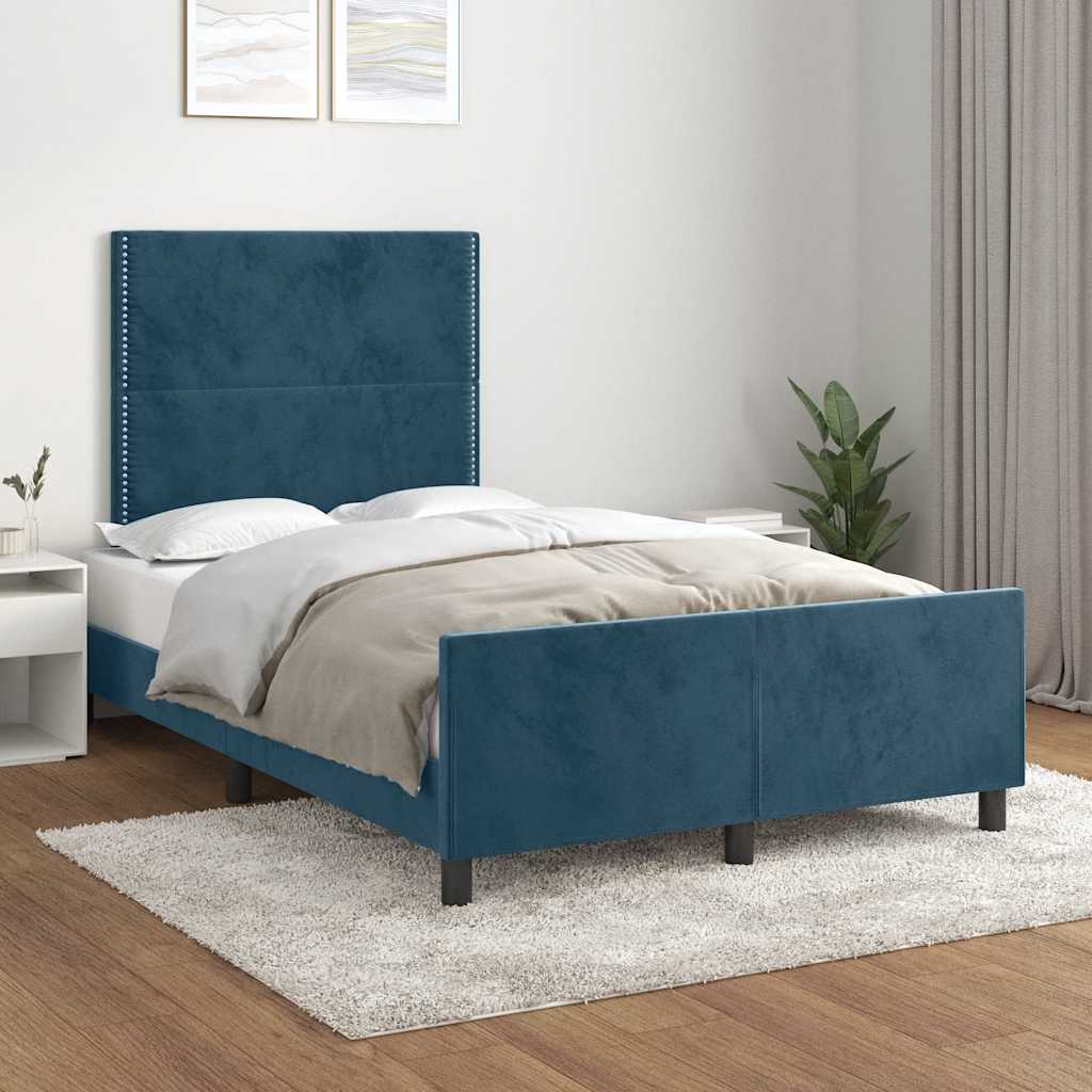 Bettgestell ohne Matratze Dunkelblau 120x200 cm Samt